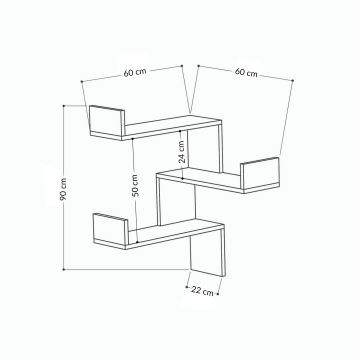 Настінна полиця кутова LUKSA 90x60 см коричневий