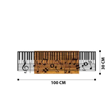 Настінний декор 100x30 см фортепіано дерево/метал