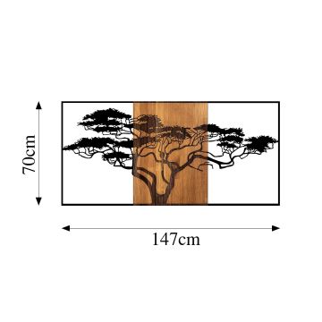 Настінний декор 147x70 см дерево дерево/метал