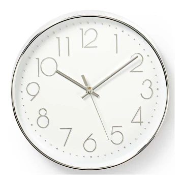 Настінний годинник 1xAA білий/срібний