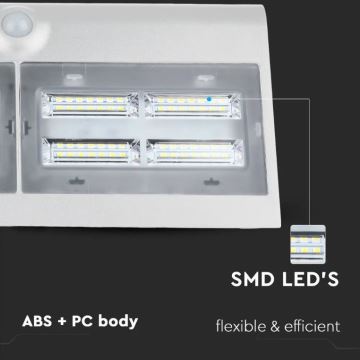 Настінний LED світильник на сонячній батареї з датчиком LED/7W/3,7V 4000K IP65 білий