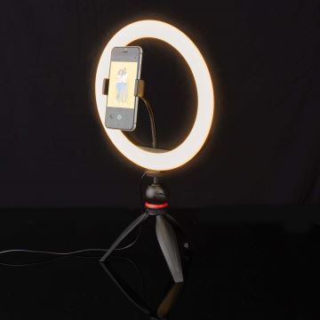 Світлодіодна лампа з регулюванням яскравості на штативі з тримачем для влогів LED/6W/USB 2700-6700K