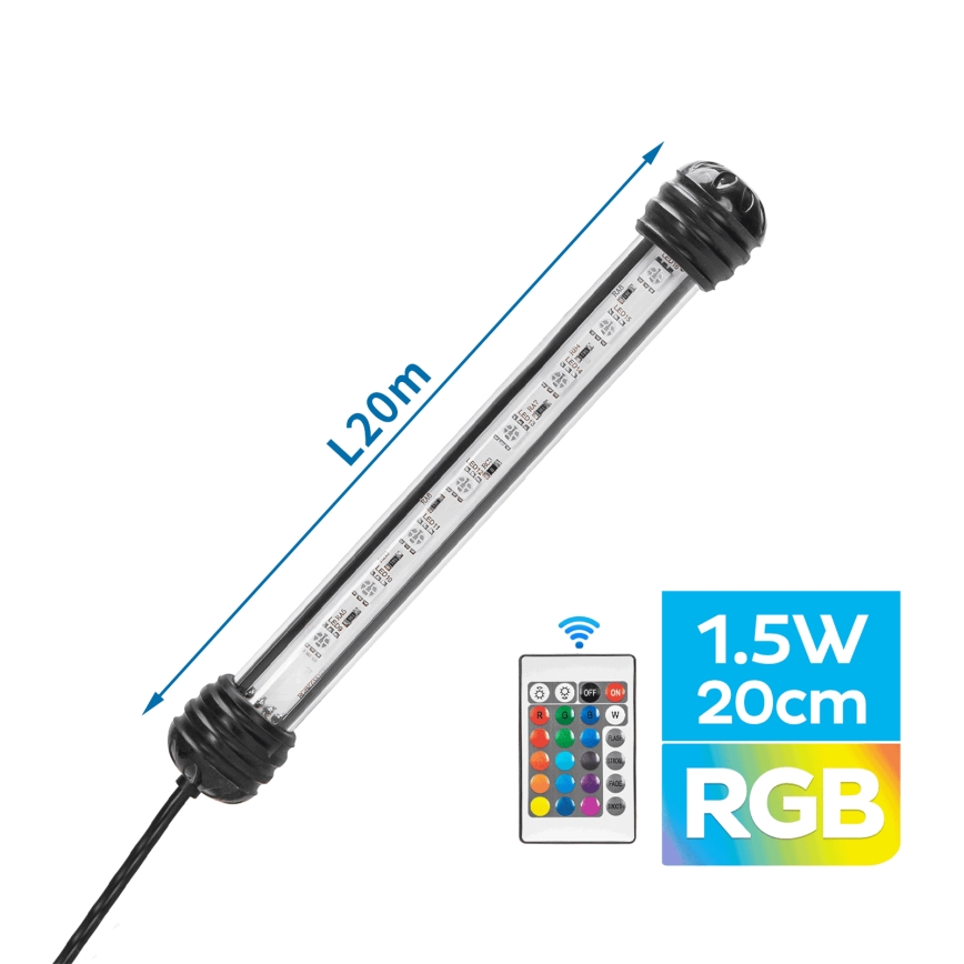 Nobleza - LED RGB Освітлення акваріума LED/1,5W/230V IPX7 + пульт дистанційного керування