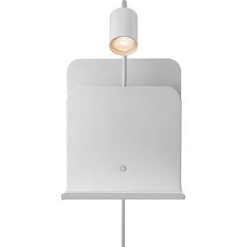 Nordlux - Настенный точечный светильник с полкой и USB ROOMI 1xGU10/8W/230V белый