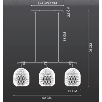 Nordlux - Подвесная люстра HISOKA 3xE27/40W/230V черный/бамбук