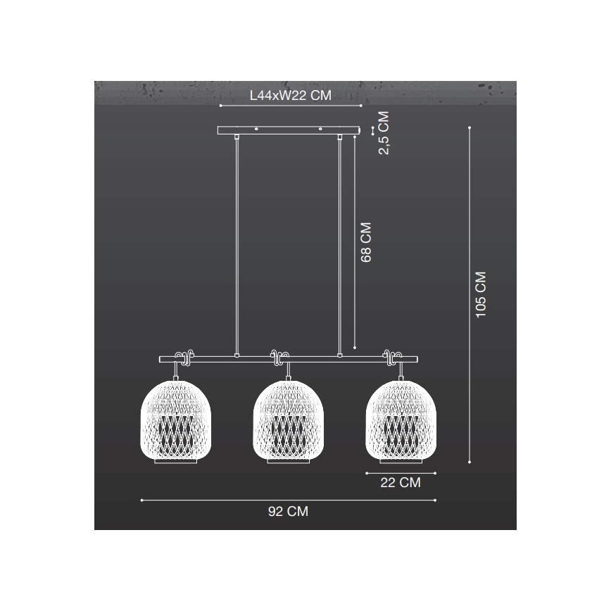 Nordlux - Подвесная люстра HISOKA 3xE27/40W/230V черный/бамбук