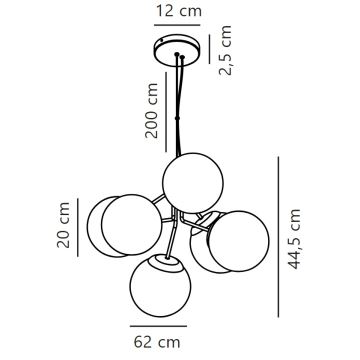 Nordlux - Подвесная люстра IVONA 6xE27/28W/230V черный