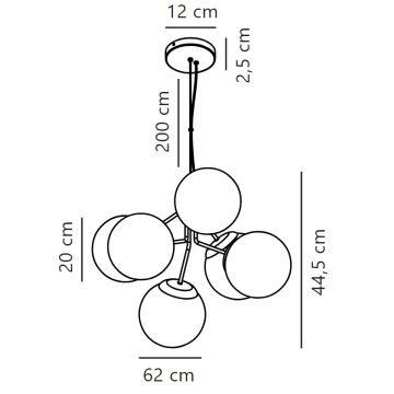 Nordlux - Подвесная люстра IVONA 6xE27/28W/230V золотистый