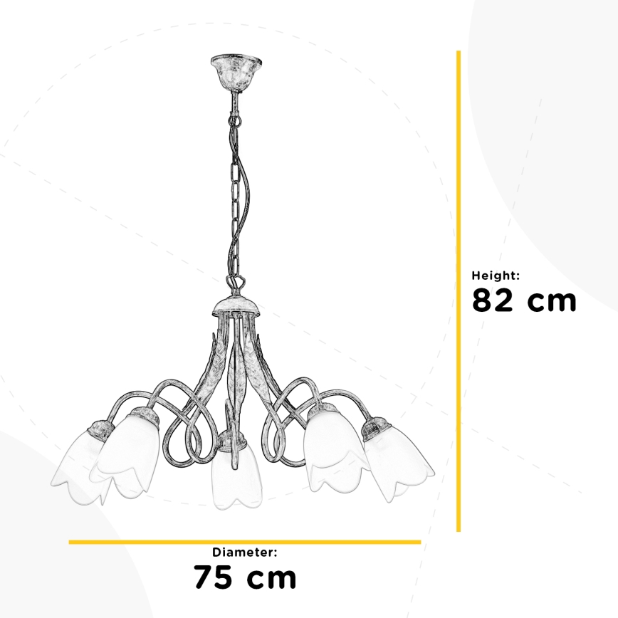 ONLI - Люстра на цепи DOPPIO GIRO 5xE14/6W/230V золотой