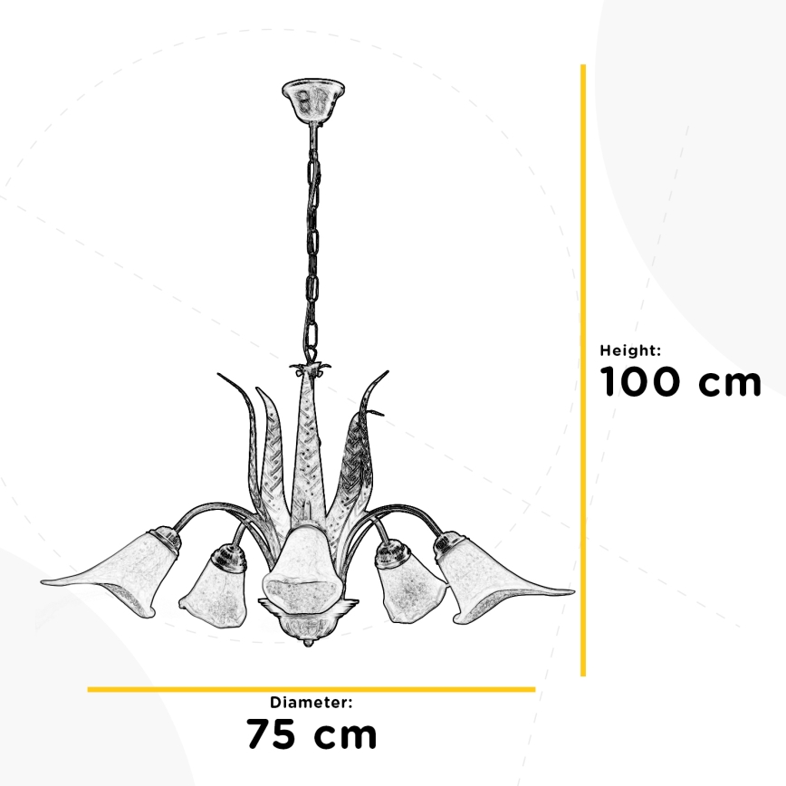 ONLI - Люстра на ланцюгу ALGA 5xE14/6W/230V бронзовий
