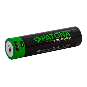 PATONA - Акумулятор 18650 Li-lon 3350mAh PREMIUM 3,7V з USB-C зарядкою