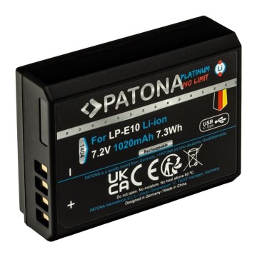 PATONA - Акумулятор Canon LP-E10 1020mAh Li-Ion Platinum USB-C зарядка