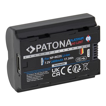 PATONA - Акумулятор Fuji NP-W235 2400mAh Li-Ion Platinum USB-C зарядка X-T4