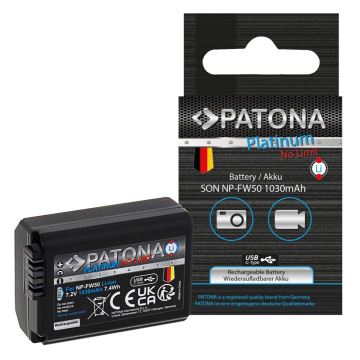 PATONA - Аккумулятор Sony NP-FW50 1030mAh Li-Ion Platinum USB-C зарядка