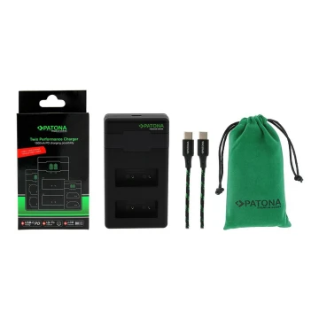 PATONA - Быстрое зарядное устройство Dual Fuji NP-W126 + кабель USB-C 0,6м