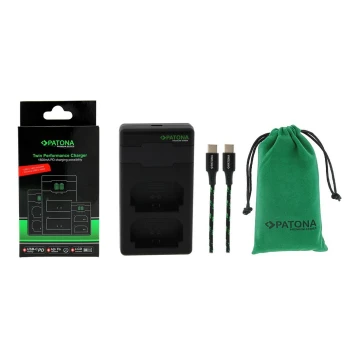 PATONA - Быстрое зарядное устройство Dual Sony NP-FZ100 + кабель USB-C 0,6м