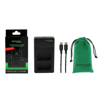 PATONA - Швидкий зарядний пристрій Dual Canon LP-E6 + кабель USB-C 0,6м