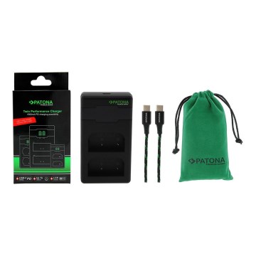 PATONA - Швидкий зарядний пристрій Dual Olympus BLX-1 + кабель USB-C 0,6 м