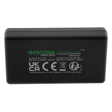PATONA - Швидкий зарядний пристрій Dual Panasonic DMW-BLF19 + кабель USB-C 0,6 м