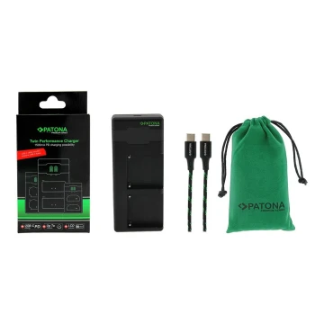 PATONA - Швидкий зарядний пристрій Dual Sony F550/F750/F970/FM50 + кабель USB-C 0,6 м