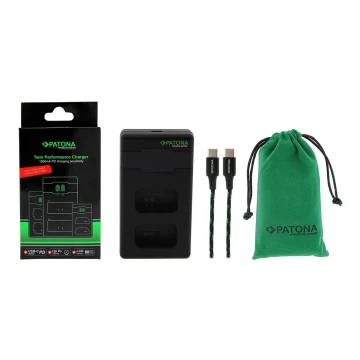 PATONA - Швидкий зарядний пристрій Dual Sony NP-FW50 + кабель USB-C 0,6 м
