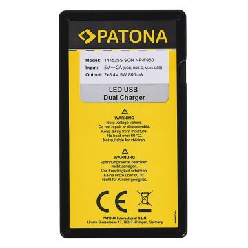 PATONA - Зарядний пристрій Dual Sony NP-F970/F960/F950 USB