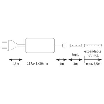 Paulmann 70666 - LED/20W IP44 Для ванної кімнати стрічка MAXLED 3м 230V