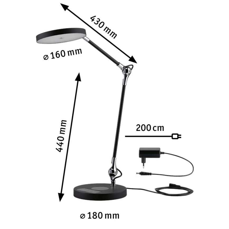 Paulmann 78010 - LED/11W Сенсорная настольная лампа с регулированием яркости NUMIS 230V 2700/4000/6500K черная