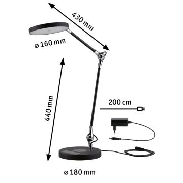 Paulmann 78010 - LED/11W Сенсорна настільна лампа з регулюванням яскравості NUMIS 230V 2700/4000/6500K чорний