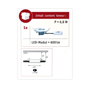 Paulmann 79668 - LED/6,8W IP44 Вбудований світильник для ванної кімнати HOUSE 230V