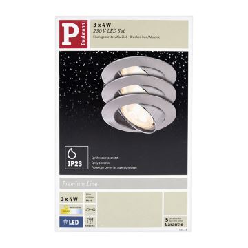 Paulmann 92533 - КОМПЛЕКТ 3x встраиваемых светильника для подвесного потолка PREMIUM LINE 230V LED-GU10/4W