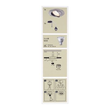 Paulmann 92533 - КОМПЛЕКТ 3x встраиваемых светильника для подвесного потолка PREMIUM LINE 230V LED-GU10/4W