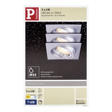 Paulmann 92619 - КОМПЛЕКТ 3x встраиваемых светодиодных потолочных светильника PREMIUM LINE 1xGU10-LED/4W/230V