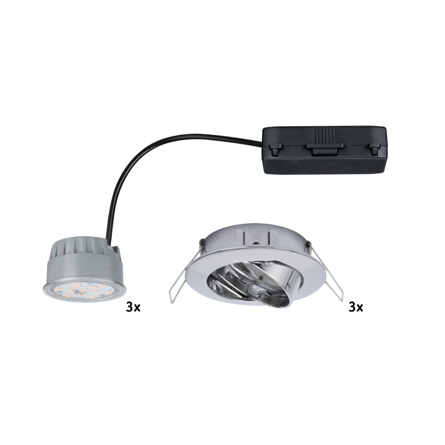 Paulmann 92821 - НАБОР 3x LED/7W IP23 Встроенный светильник для ванной комнаты с регулированием яркости COIN 230V