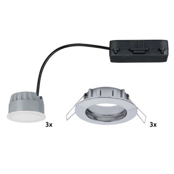 Paulmann 92829 - НАБОР 3x LED/6,8W IP44 Диммируемый встраиваемый светильник для ванной комнаты COIN 230V