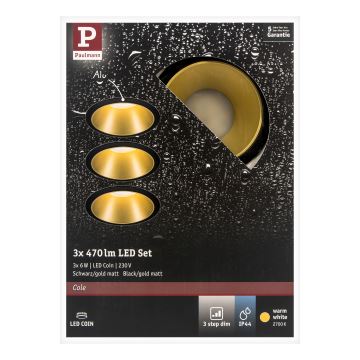 Paulmann 93404 - НАБІР 3xLED/6,5W IP44 Вбудований стельовий світильник для ванної з регулюванням яскравості COLE 230V