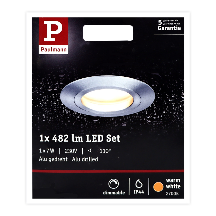 Paulmann 93967 - Диммируемый светильник для ванной комнаты 1xLED/7W IP44 COIN 230V