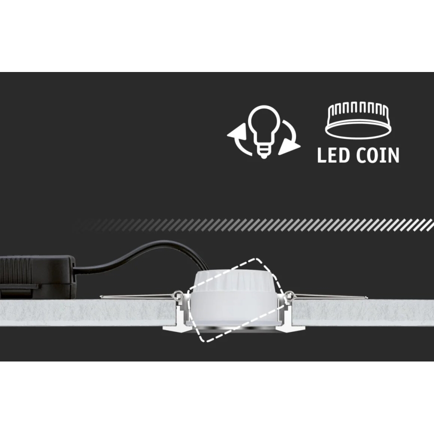 Paulmann 93976 - НАБОР 3xLED/6,8W IP44 Встроенный светильник для ванной комнаты COIN 230V