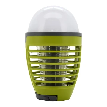 Переносна акумуляторна LED лампа зі знищувачем комах LED/2W/3,7V 1800 mAh IPX4 зелений