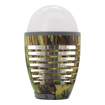 Переносна акумуляторна LED лампа зі знищувачем комах LED/2W/3,7V 1800 mAh IPX4 камуфляж