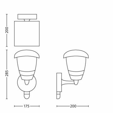 Philips - Зовнішній настінний світильник з датчиком 1xE27/60W IP44