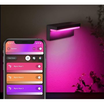 Philips - Вуличний світлодіодний настінний RGBW світильник з регулюванням яскравості Hue NYRO LED/13,5W/230V 2000-6500K IP44