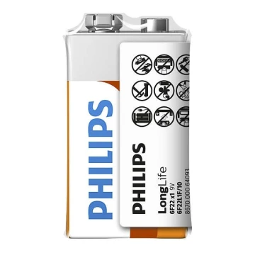 Philips 6F22L1F/10 - Цинк-хлоридная батарейка 6F22 LONGLIFE 9V 150mAh