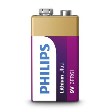 Philips 6FR61LB1A/10 - Літієва батарея 6LR61 LITHIUM ULTRA 9V 600mAh