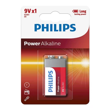 Philips 6LR61P1B/10 - Лужна батарея 6LR61 POWER ALKALINE 9V 600mAh