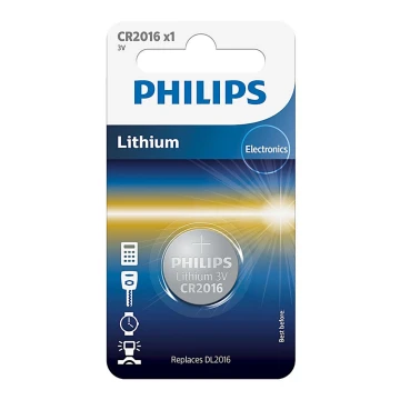 Philips CR2016/01B - Кнопочная литиевая батарейка CR2016 MINICELLS 3V 90mAh