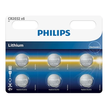 Philips CR2032P6/01B - 6 шт. Літієва батарея таблеткового типу CR2032 MINICELLS 3V 240mAh