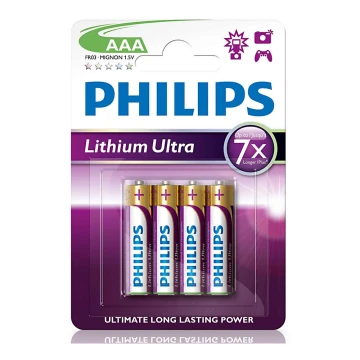 Philips FR03LB4A/10 - 4 шт. Літієва батарея AAA LITHIUM ULTRA 1,5V 800mAh
