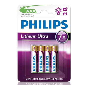 Philips FR03LB4A/10 - Литиевая батарейка AAA LITHIUM ULTRA 1,5V 800mAh 4 шт.