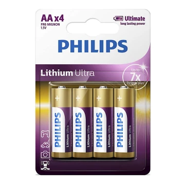 Philips FR6LB4A/10 - Литиевая батарейка AA LITHIUM ULTRA 1,5V 2400mAh 4 шт.